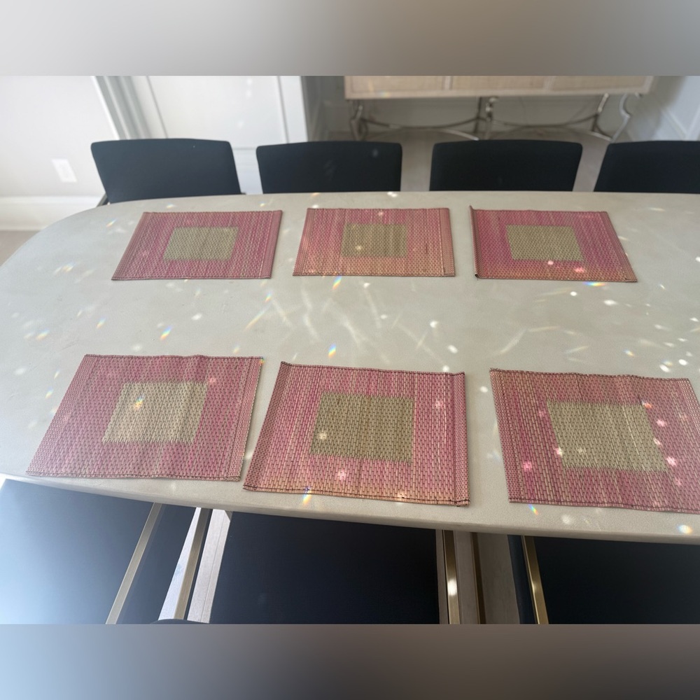 6 Indonesian Reversible Pink and Tan Placemats